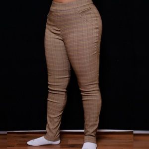 Plaid pull on pants